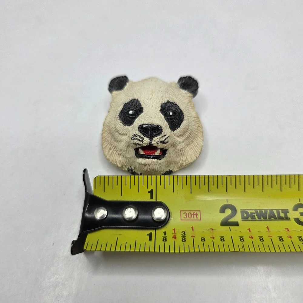 V. Aalko Handcrafted Panda Bear Pin Brooch Vintage Resin Animal Black White 1.5
